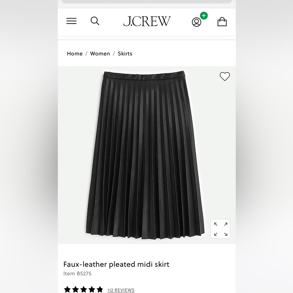 JCrew faux leather pleated skirt